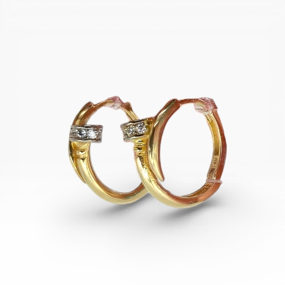 14K Real Gold Two-Tone Nail Earrings